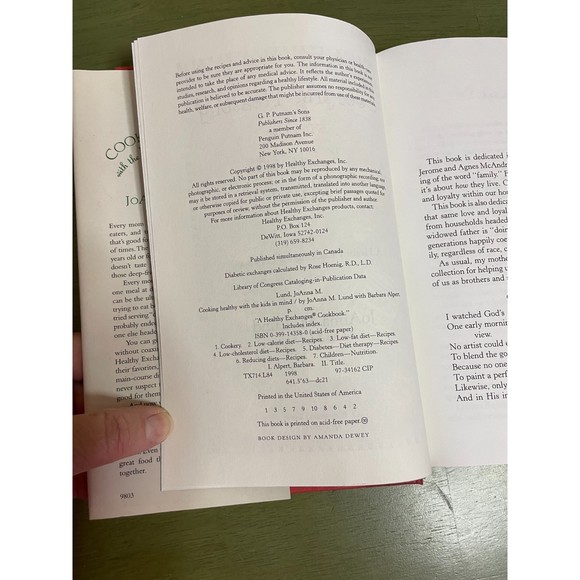 Cooking Healthy with the Kids In Mind by JoAnna M Lund Hardcover 1998 - Picture 3 of 3